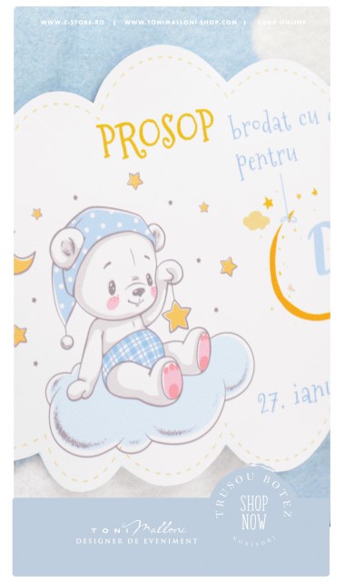 Trusou botez personalizat cu norisori pufosi si ursuleti, Dream big little boy  8